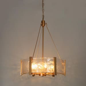 19.5 in. 6-Light Brass Gold Modern Island Chandelier, Farmhouse DIY Pendant Light, Water Glass Dining Room Chandelier