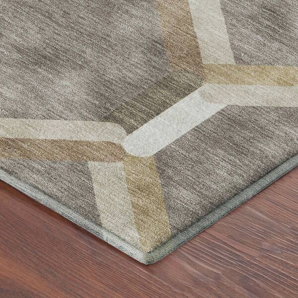 Mayfield Premium Machine Washable Abstract AMF2343 Taupe 8 ft. x 10 ft. Area Rug