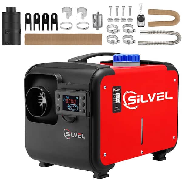 SILVEL 27296 BTU 5KW-8KW 12-Volt Red Diesel Air Kerosene Space Heater All-in-1 Parking Heating with Remote Control Fast Heating