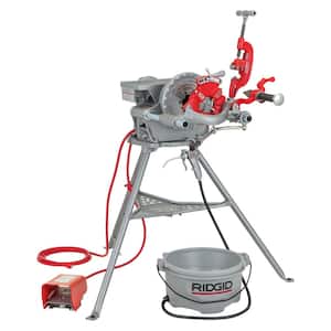 120-Volt Power Drive, Complete Heavy Duty 38 RPM Pipe Threading Machine & Oiler Set w/ Speed Chuck for 1/2 - 2 in.