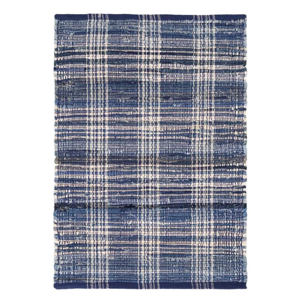 Denim Plaid Handwoven Cotton Blue 2 ft. x 3 ft. Indoor Area Rug price history on PriceWatchPro