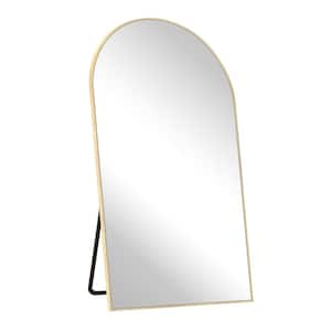 32 in. W x 71.2 in. H Modern Arched Aluminum Frame Gold Standing/Floor Standing Full-length Mirror