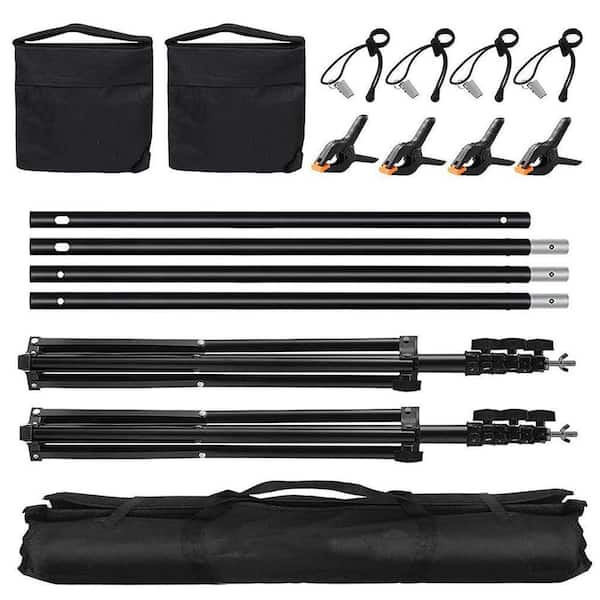 8.5 ft. x 10 ft. Black Adjustable Backdrop Stand for Events Decoration, Baby Shower, Photography with Spring Clamps
