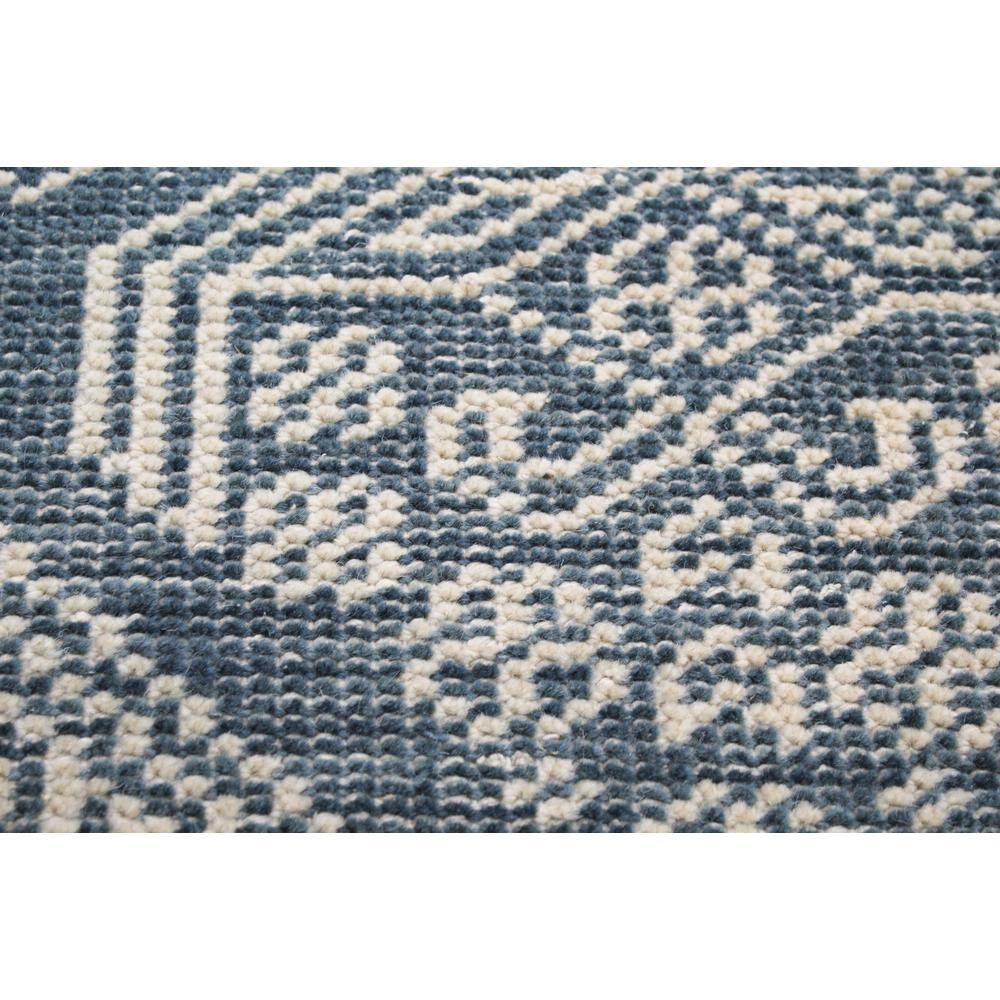 Azure Blue Geometric Wool Rectangular Area Rug 5' x 7'
