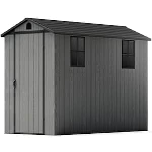 4 ft. W x 8 ft. D Plastic Outdoor Storage Shed with Floor, Resin Outside Tool Shed with Windows 30.2 sq. ft.