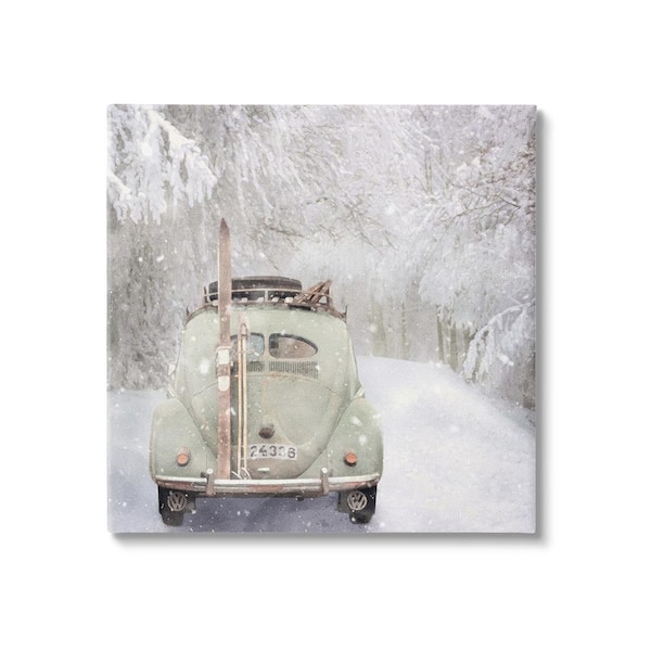 Stupell Industries Vintage Buggy in Snow byLSR Design Studio 1-Piece Unframed Graphic Print Travel Poster Art Print 17 in. x 17 in.