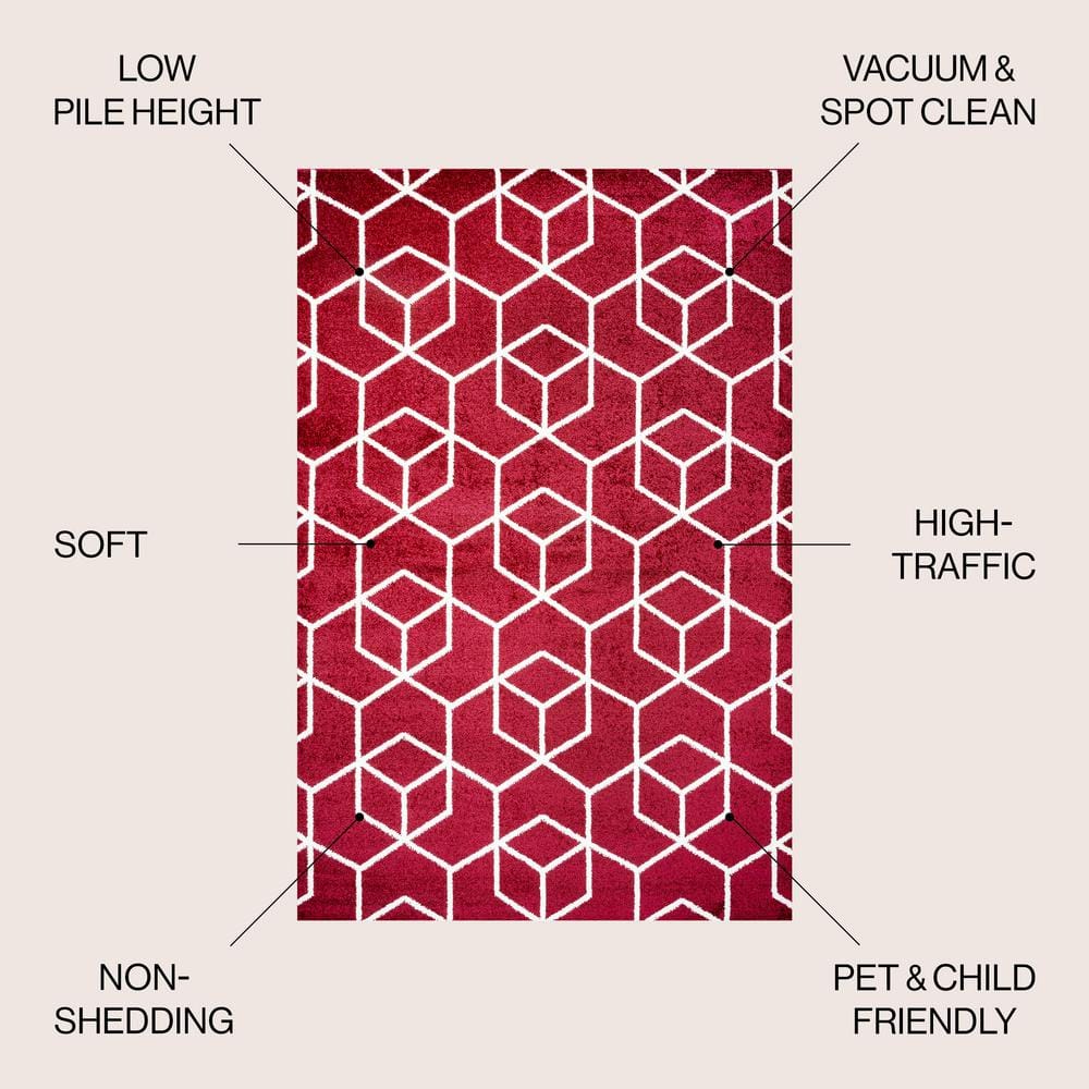 Jonathan Y Red and White Geometric Flat Woven Area Rug