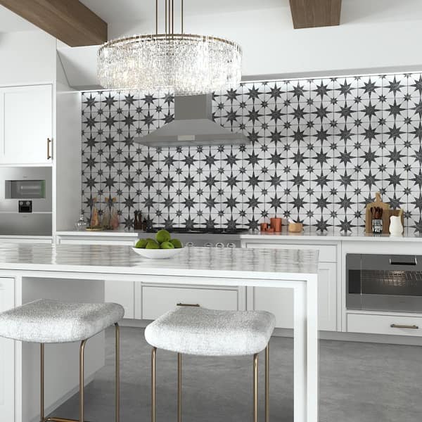 Merzoni Star Marquina 17-7/8 in. x 17-7/8 in. Porcelain Floor and Wall Tile (11.25 sq. ft./Case)