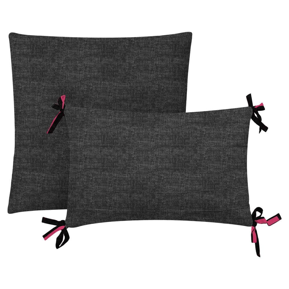Full Black and Hot Pink Reversible Microfiber Bedding Set
