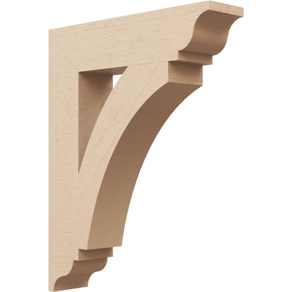 Ekena Millwork 3.5 in. x 20 in. x 16 in. Thorton Traditional Rough Cedar Woodgrain Timberthane Polyurethane Bracket, Primed Tan