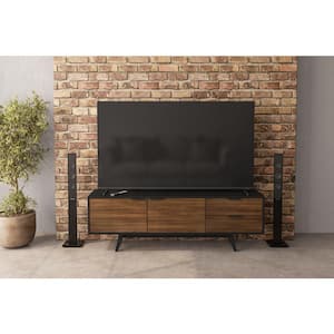 Lucas Black & Dark Brown 70 in. TV Stand with 2-Storage Drawers Fits TV's up to 78 in.