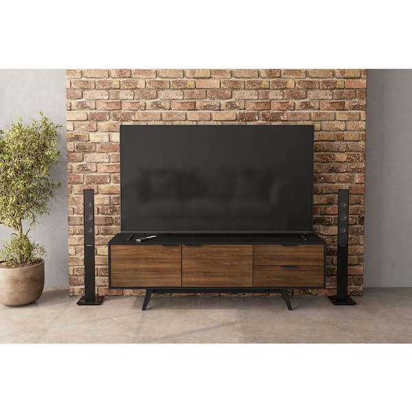 Unbranded Lucas Black & Dark Brown 70 in. TV Stand with 2-Storage Drawers Fits TV's up to 78 in.