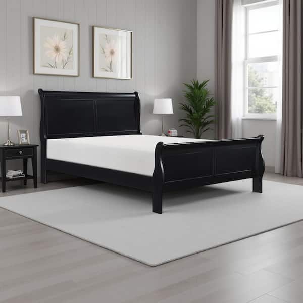 Gage Jet Black Queen Wood Frame Sleigh Bed