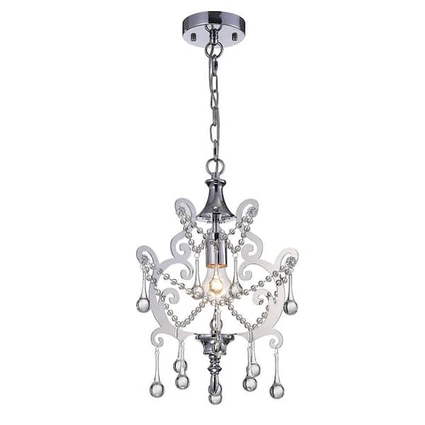 Warehouse of Tiffany Masalia 15 in. 1-Light Indoor Chrome Chandelier with Light Kit