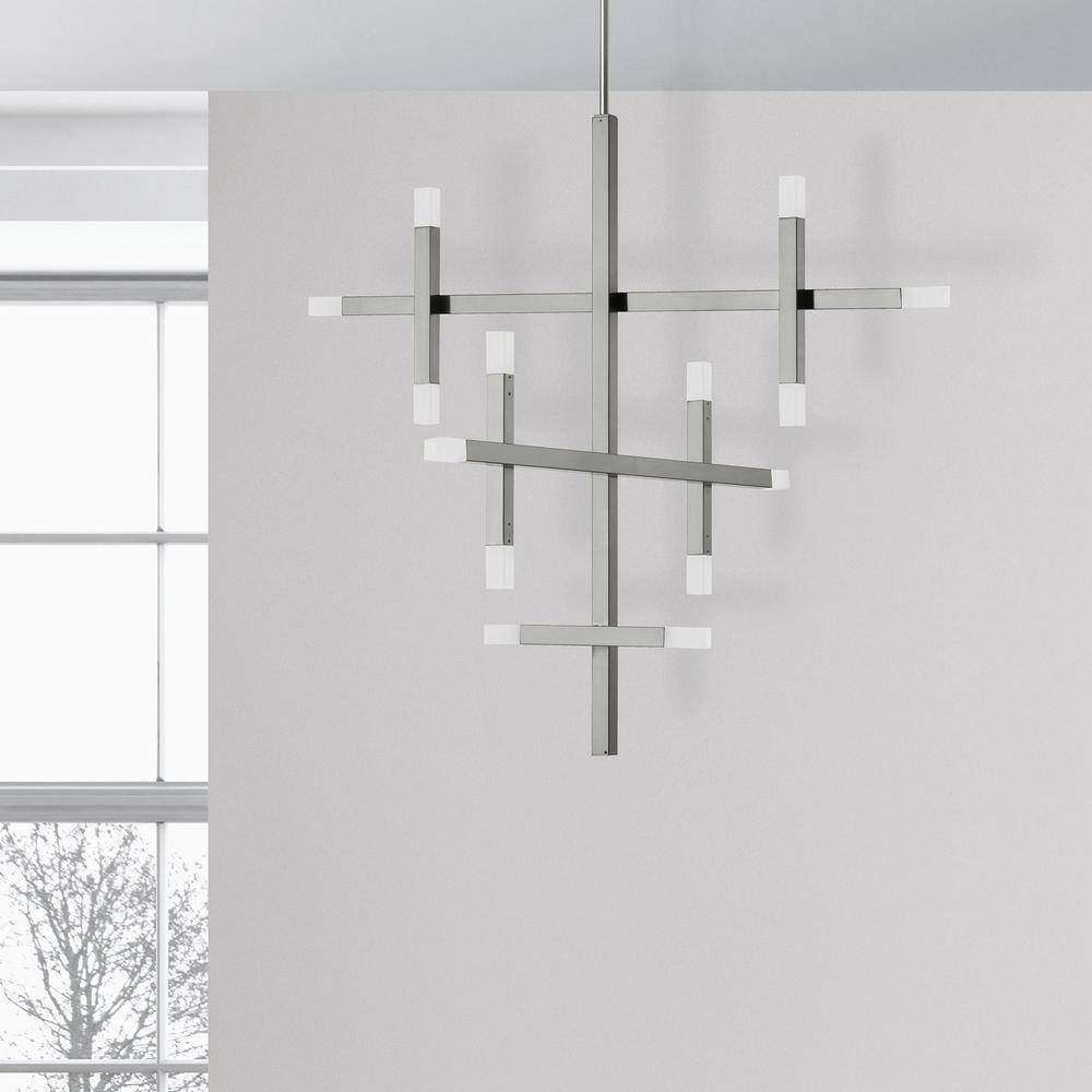 Polished Chrome 27.5" Sputnik LED Chandelier with Frosted Acrylic Diffuser