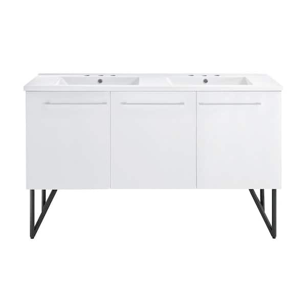 Swiss Madison Annecy 60 W in. White, Double Basin Bathroom Vanity with ...