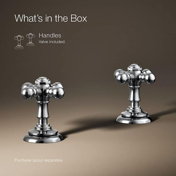 KOHLER Artifacts Bathroom Sink Cross Handles, Polished Chrome K