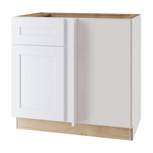 Home Decorators Collection Newport Pacific White Plywood Shaker Assembled  Drawer Base Kitchen Cabinet 3 Drawer Sft Cl 24 in W x 24 in D x 34.5 in H