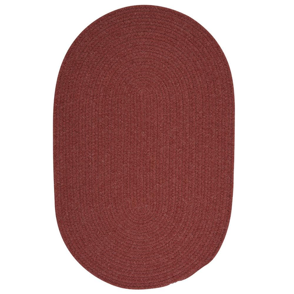 Rosewood Oval Braided Wool Blend Reversible Rug, 2x3 ft