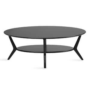 Nylah 47.25 in.  Black Oval Solid Wood Coffee Table