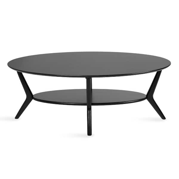 Kate and Laurel Nylah 47.25 in.  Black Oval Solid Wood Coffee Table
