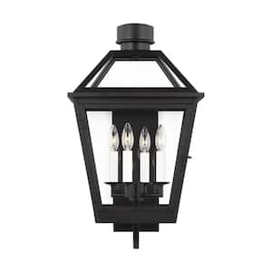 Hyannis Textured Black Outdoor Hardwired Large Wall Lantern Sconce with No Bulbs Included