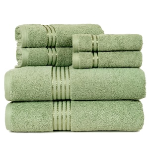 6-Piece Green 100% Cotton Bath Towel Set