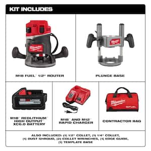 M18 FUEL 18-Volt Lithium-Ion Cordless Brushless 1/2 in. Router Plunge Base Kit with Additional Plunge Base