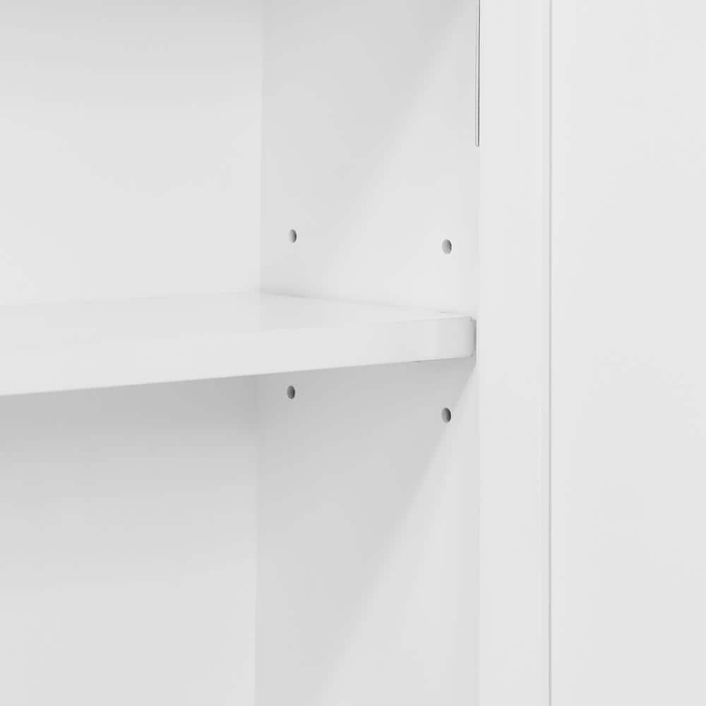 White Wood Wall Mounted Bathroom Storage Cabinet with Towel Rod