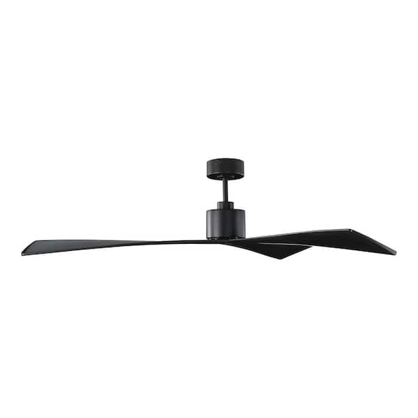 Generation Lighting - Adler 60 in. Indoor/Outdoor Modern Matte Black Ceiling Fan with Matte Black Blades, DC Motor and 6-Speed Remote Control