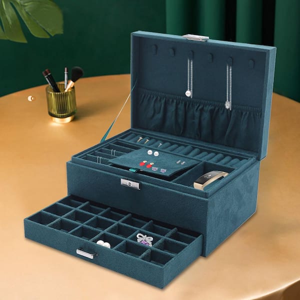 Purple Aluminium Rectangular Jewelry Organizer Box Storage Anti Tarnish  Handle