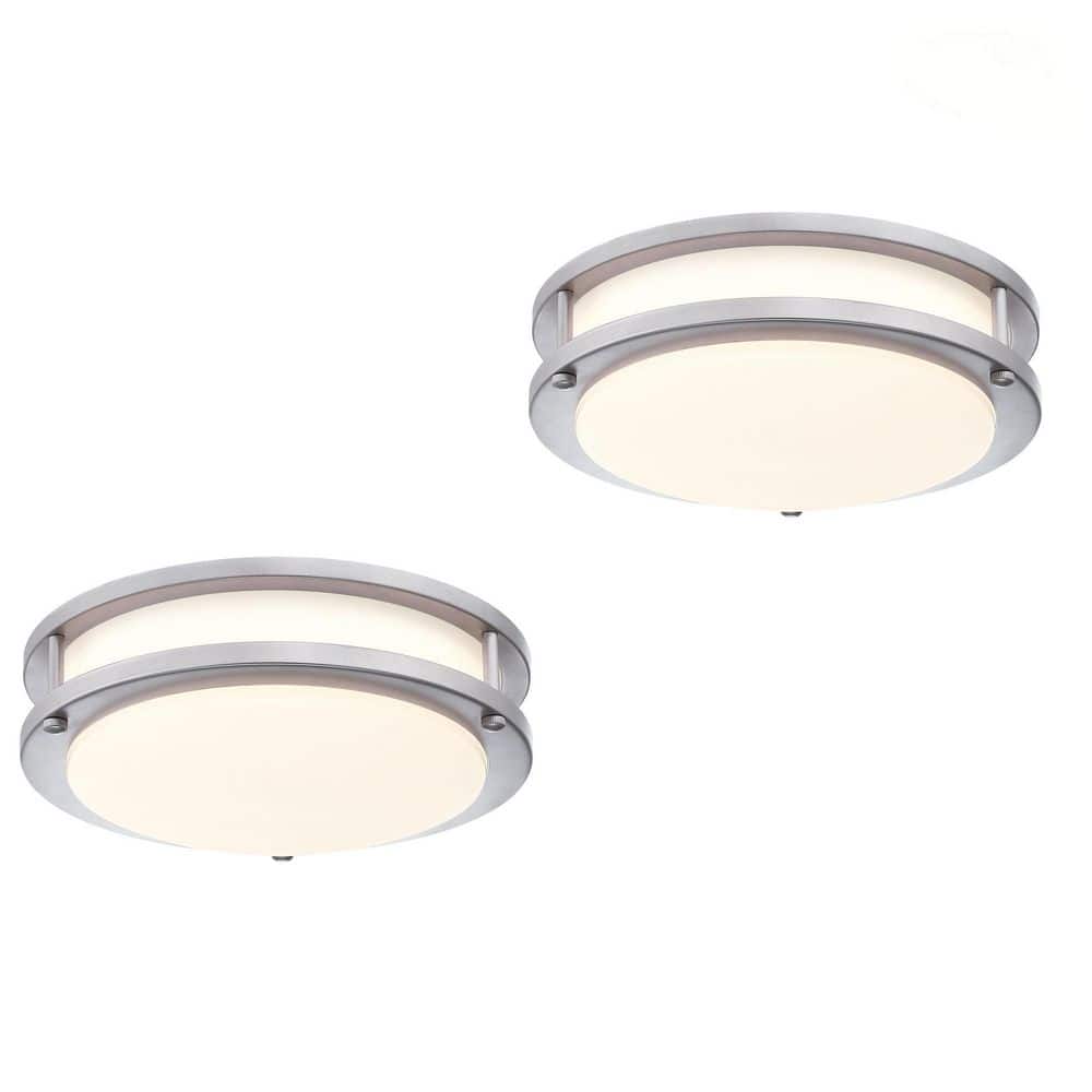 Hanz 7.5 in. Brush Nickel Selectable LED 2700K/3000K/3500K/4000K/5000K Flush Mount Light 2-Pack price history on PriceWatchPro