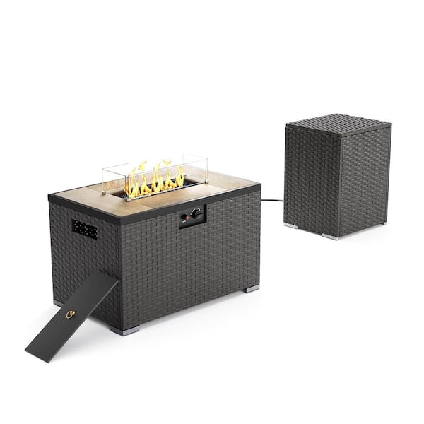 31.5 in. 40,000BTU Fire Pit Propane Gas Fire Pit Table Retangular Tabletop