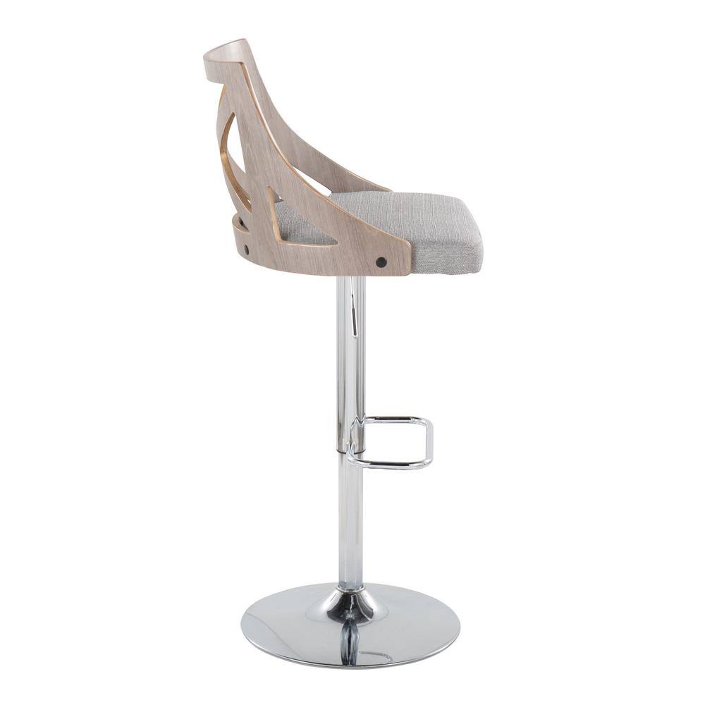 Gray Adjustable Swivel Bar Stools with Metal Base