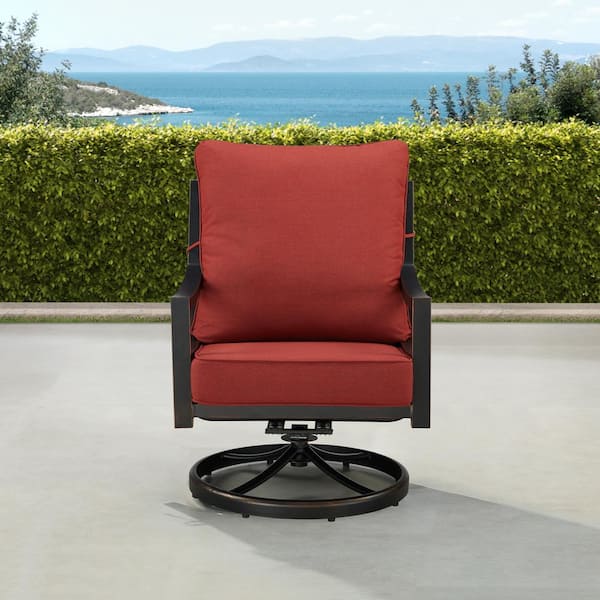 Oakland Living Pair of Black Aluminum Deep Seating Swivel