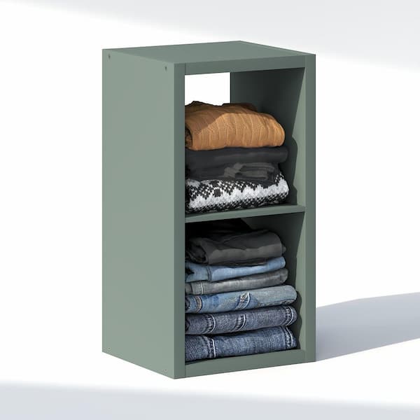 Furinno CUBIC 29.9 in. Tall Sage Green Wood 2-Cube Bookcase
