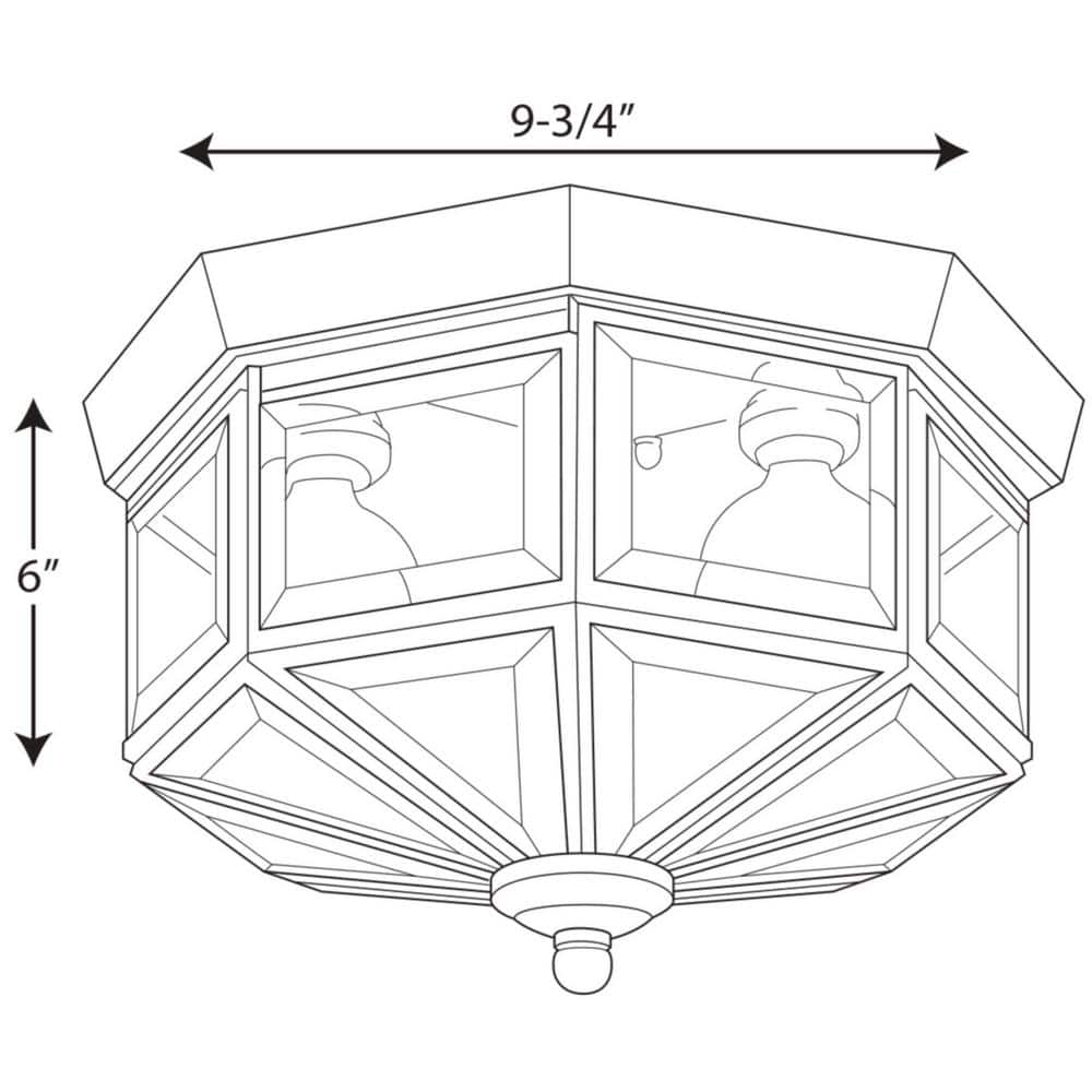 Polished Brass Octagonal Flush Mount with Beveled Glass