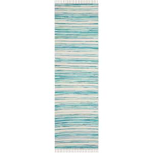 Rag Rug Ivory/Green 2 ft. x 6 ft. Striped Runner Rug