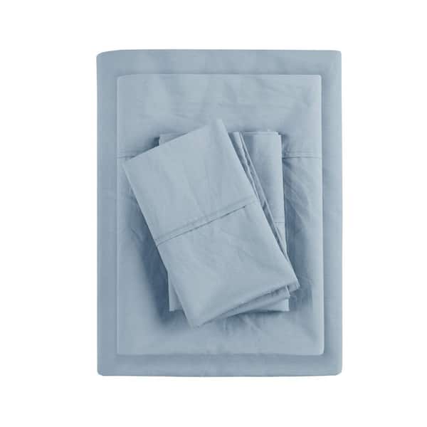 Madison Park Teal Full 200 Thread Count Relaxed Cotton Percale Sheet Set