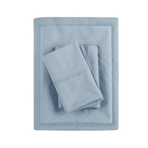 Teal Cal King 200 Thread Count Relaxed Cotton Percale Sheet Set