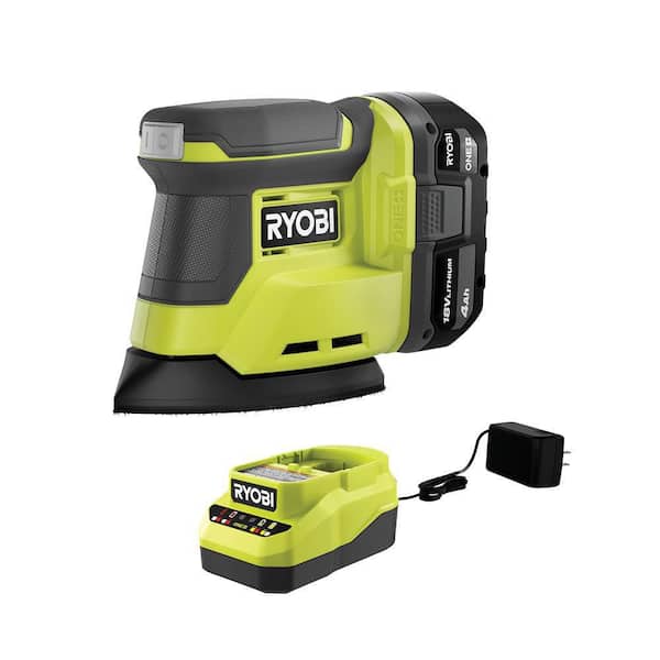 RYOBI ONE+ 18V Cordless Corner Cat Finish Sander Kit with 4.0 Ah Battery and Charger