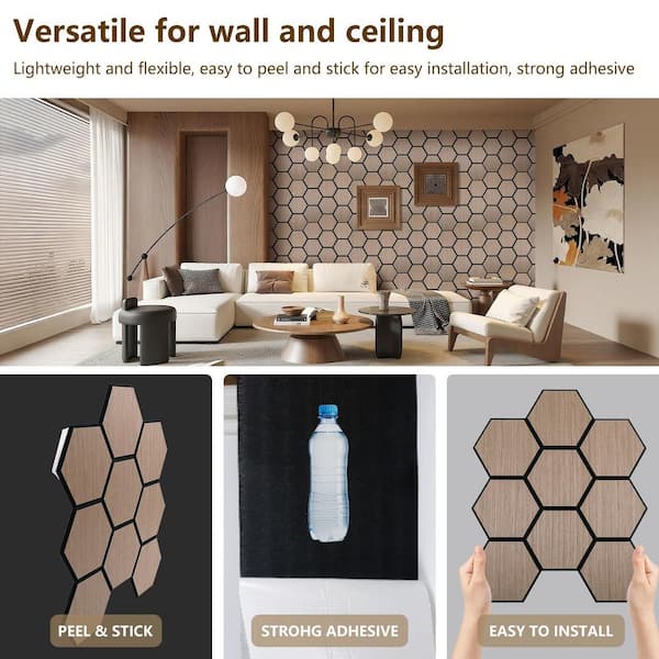 Owndeign 0.7 in. x 2 ft. x 2.5 ft. Walnut Wood Acoustic Panels