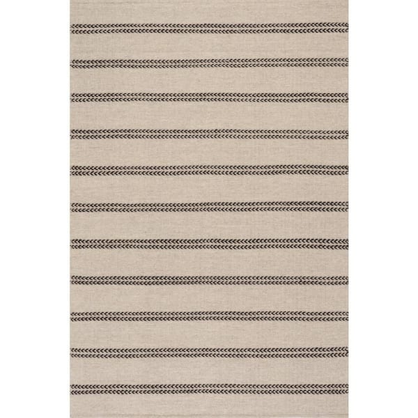 Nate Berkus x Rugs York Striped Wool Cozy Grey 9 ft. x 12 ft. Indoor Area Rug
