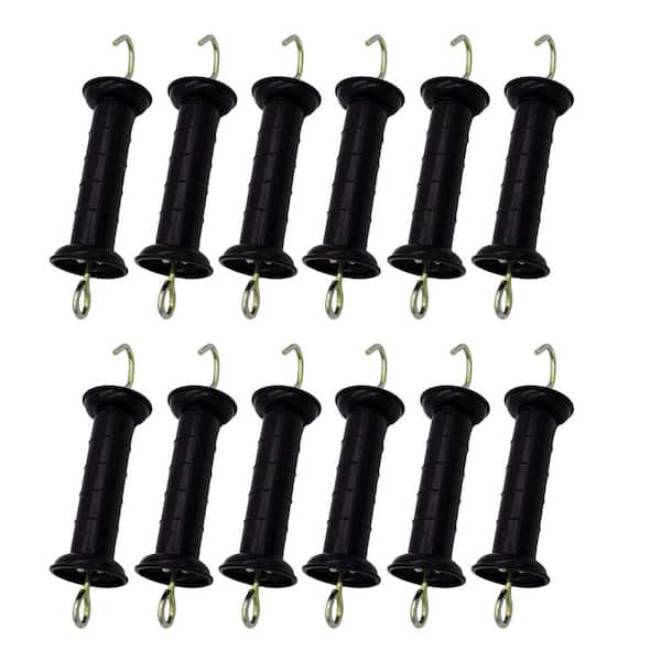 Unbranded 12-Pack Plastic Electric Fence Gate Handle Insulators Black with Spring for Safe Opening and Closing