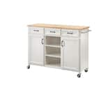 HOMESTYLES Belfast White Kitchen Cart with Natural Wood Top-4420-95 ...