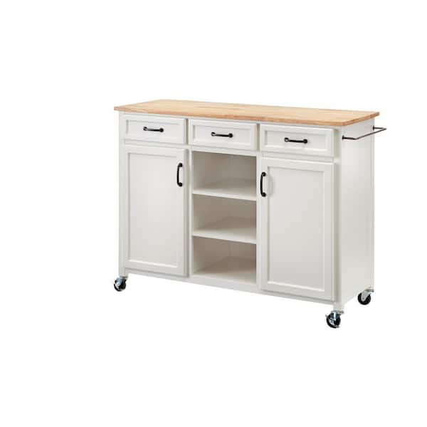 Home Decorators Collection Ivory Wooden Rolling Kitchen Cart with