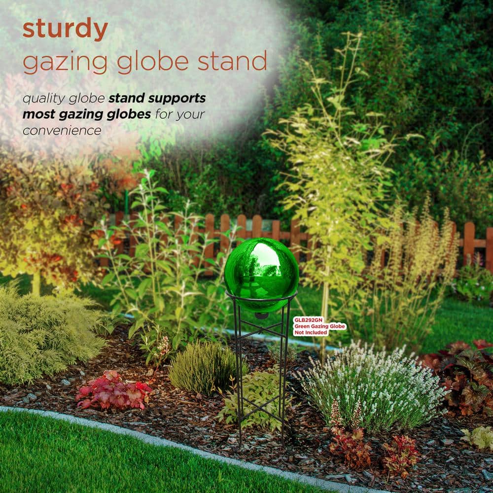 24" Black Metal Gazing Globe Stand for Outdoor Decor