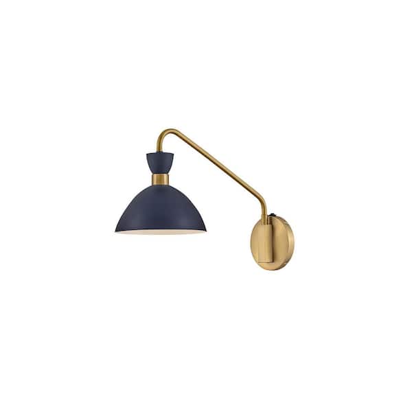 LARK Simon 1-Light Matte Navy with Heritage Brass Accents Sconce