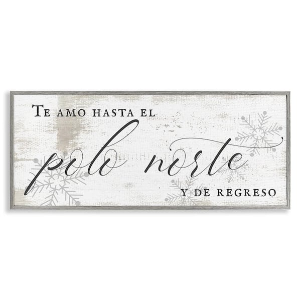 Stupell Industries Love You to North Pole by Lil' Rue Gray Framed Abstract Giclee Art Print 13 in. x 30 in.