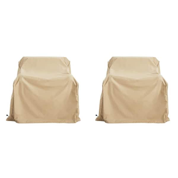 Beige Patio Club Chair Cover, Durable Weather-Resistant Fabric, Set of 2